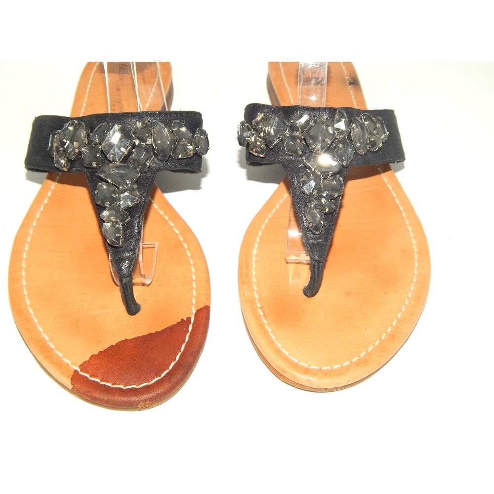 Antoni Melani Women Blue Leather Rhinestone Sandal Size 8.5 - Picture 3 of 5